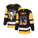 Men's Penguins #13 Brandon Tanev Black Home Authentic USA Flag Stitched Hockey Jersey