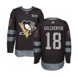 Men's Penguins #18 Alex Galchenyuk Black 1917-2017 100th Anniversary Stitched Hockey Jersey