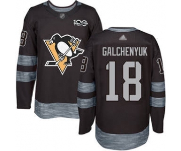 Men's Penguins #18 Alex Galchenyuk Black 1917-2017 100th Anniversary Stitched Hockey Jersey