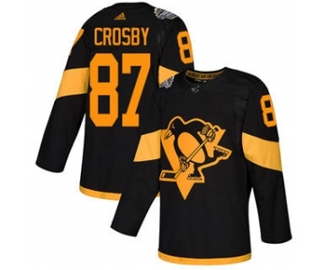 Men's Penguins #87 Sidney Crosby Black 2019 Stadium Series Stitched Hockey Jersey