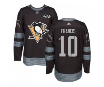 Men's Pittsburgh Penguins #10 Ron Francis Black 1917-2017 100th Anniversary Stitched NHL Jersey