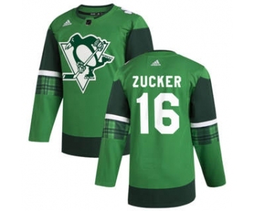 Men's Pittsburgh Penguins #16 Jason Zucker 2020 St. Patrick's Day Stitched Hockey Jersey Green