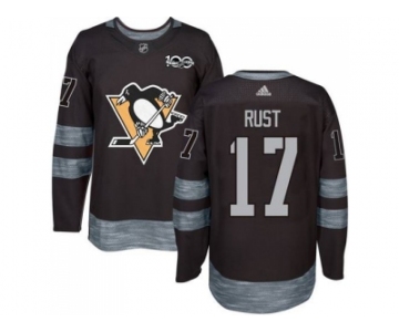 Men's Pittsburgh Penguins #17 Bryan Rust Black 1917-2017 100th Anniversary Stitched NHL Jersey