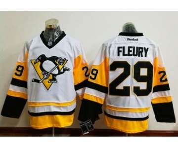 Men's Pittsburgh Penguins #29 Andre Fleury White New Away Stitched NHL Jersey