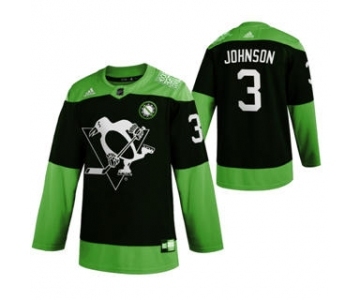 Men's Pittsburgh Penguins #3 Jack Johnson Green Hockey Fight nCoV Limited Hockey Jersey