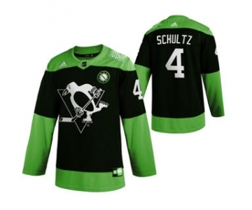 Men's Pittsburgh Penguins #4 Justin Schultz Green Hockey Fight nCoV Limited Hockey Jersey