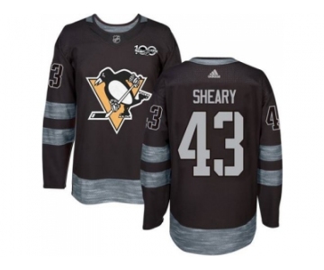 Men's Pittsburgh Penguins #43 Conor Sheary Black 1917-2017 100th Anniversary Stitched NHL Jersey