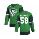 Men's Pittsburgh Penguins #58 Kris Letang 2020 St. Patrick's Day Stitched Hockey Jersey Green