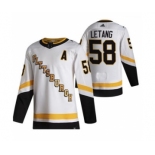 Men's Pittsburgh Penguins #58 Kris Letang White 2020-21 Reverse Retro Alternate Hockey Jersey