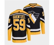 Men's Pittsburgh Penguins #59 Jake Guentzel Black 2022 Reverse Retro Stitched Jersey