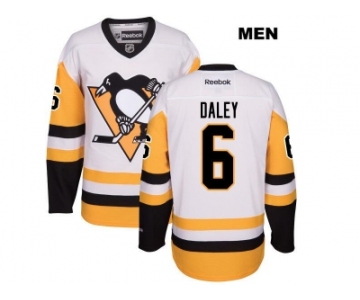 Men's Pittsburgh Penguins #6 Trevor Daley Reebok White Away Premier Player Jersey