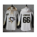 Men's Pittsburgh Penguins #66 Mario Lemieux White Pullover Hoodie Stitched NHL Jersey