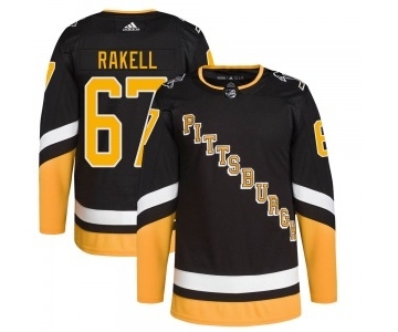 Men's Pittsburgh Penguins #67 Rickard Rakell Black 2021-2022 Stitched Jersey