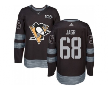 Men's Pittsburgh Penguins #68 Jaromir Jagr Black 1917-2017 100th Anniversary Stitched NHL Jersey