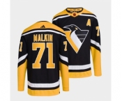 Men's Pittsburgh Penguins #71 Evgeni Malkin Black 2022-23 Reverse Retro Stitched Jersey