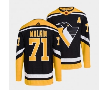 Men's Pittsburgh Penguins #71 Evgeni Malkin Black 2022-23 Reverse Retro Stitched Jersey