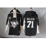 Men's Pittsburgh Penguins #71 Evgeni Malkin Black Pullover Hoodie Stitched NHL Jersey