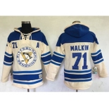 Men's Pittsburgh Penguins #71 Evgeni Malkin Cream Sawyer Hooded Sweatshirt Stitched NHL Jersey