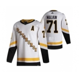 Men's Pittsburgh Penguins #71 Evgeni Malkin White 2020-21 Reverse Retro Alternate Hockey Jersey