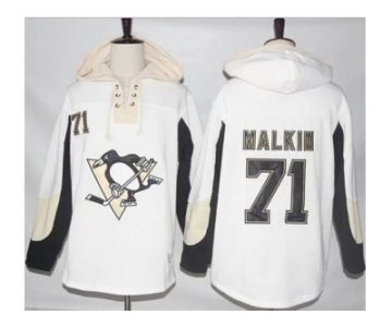 Men's Pittsburgh Penguins #71 Evgeni Malkin White Pullover Hoodie Stitched NHL Jersey