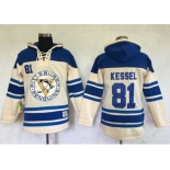 Men's Pittsburgh Penguins #81 Phil Kessel Cream Sawyer Hooded Sweatshirt Stitched NHL Jersey