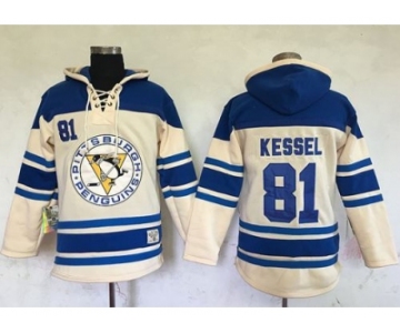 Men's Pittsburgh Penguins #81 Phil Kessel Cream Sawyer Hooded Sweatshirt Stitched NHL Jersey