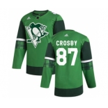 Men's Pittsburgh Penguins #87 Sidney Crosby 2020 St. Patrick's Day Stitched Hockey Jersey Green