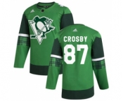 Men's Pittsburgh Penguins #87 Sidney Crosby 2020 St. Patrick's Day Stitched Hockey Jersey Green