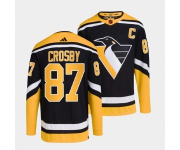 Men's Pittsburgh Penguins #87 Sidney Crosby Black 2022-23 Reverse Retro Stitched Jersey