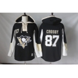 Men's Pittsburgh Penguins #87 Sidney Crosby Black Pullover Hoodie Stitched NHL Jersey