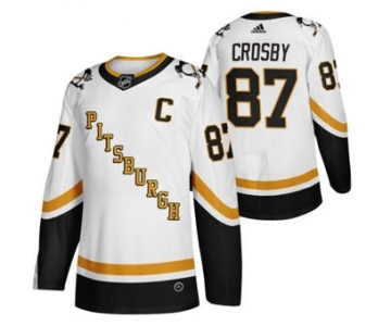 Men's Pittsburgh Penguins #87 Sidney Crosby White 2020-21 Reverse Retro Alternate Hockey Jersey