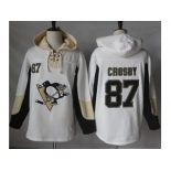 Men's Pittsburgh Penguins #87 Sidney Crosby White Pullover Hoodie Stitched NHL Jersey