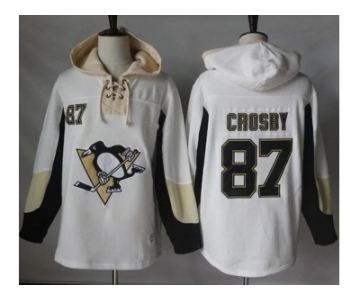 Men's Pittsburgh Penguins #87 Sidney Crosby White Pullover Hoodie Stitched NHL Jersey