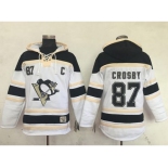 Men's Pittsburgh Penguins #87 Sidney Crosby White Sawyer Hooded Sweatshirt Stitched NHL Jersey