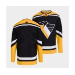 Men's Pittsburgh Penguins Blank Black 2022 Reverse Retro Stitched Jersey