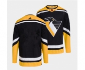 Men's Pittsburgh Penguins Blank Black 2022 Reverse Retro Stitched Jersey