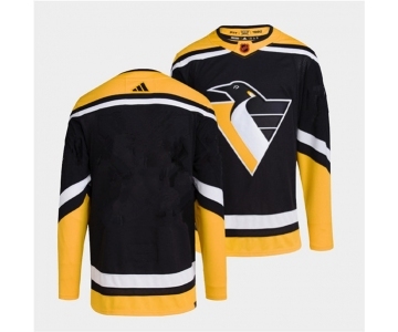 Men's Pittsburgh Penguins Blank Black 2022 Reverse Retro Stitched Jersey