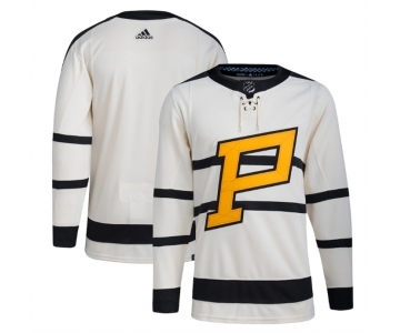 Men's Pittsburgh Penguins Blank Cream 2023 Winter Classic Stitched Jersey