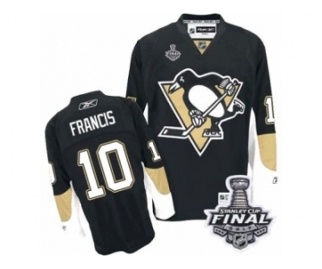 Men's Reebok Pittsburgh Penguins #10 Ron Francis Authentic Black Home 2017 Stanley Cup Final NHL Jersey