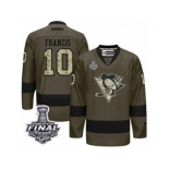 Men's Reebok Pittsburgh Penguins #10 Ron Francis Authentic Green Salute to Service 2017 Stanley Cup Final NHL Jersey