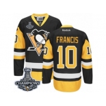 Men's Reebok Pittsburgh Penguins #10 Ron Francis Premier Black Gold Third 2017 Stanley Cup Champions NHL Jersey