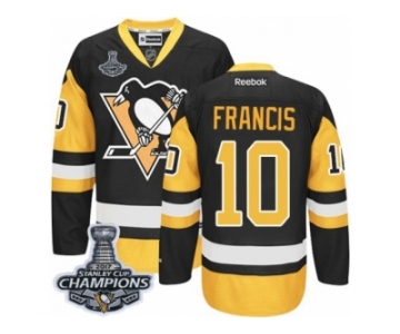 Men's Reebok Pittsburgh Penguins #10 Ron Francis Premier Black Gold Third 2017 Stanley Cup Champions NHL Jersey