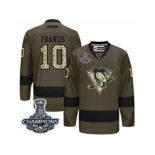 Men's Reebok Pittsburgh Penguins #10 Ron Francis Premier Green Salute to Service 2017 Stanley Cup Champions NHL Jersey