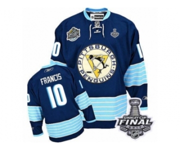 Men's Reebok Pittsburgh Penguins #10 Ron Francis Premier Navy Blue Third Vintage 2017 Stanley Cup Final NHL Jersey