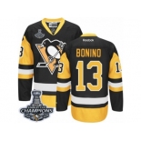 Men's Reebok Pittsburgh Penguins #13 Nick Bonino Authentic Black Gold Third 2017 Stanley Cup Champions NHL Jersey