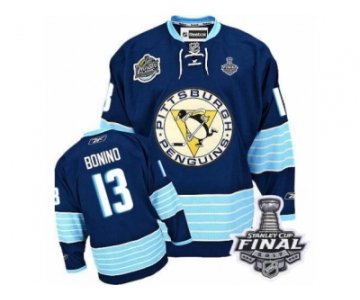 Men's Reebok Pittsburgh Penguins #13 Nick Bonino Authentic Navy Blue Third Vintage 2017 Stanley Cup Final NHL Jersey