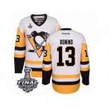 Men's Reebok Pittsburgh Penguins #13 Nick Bonino Authentic White Away 2017 Stanley Cup Final NHL Jersey