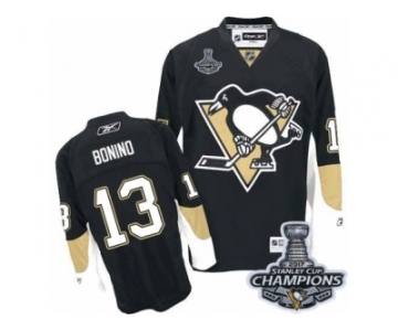 Men's Reebok Pittsburgh Penguins #13 Nick Bonino Premier Black Home 2017 Stanley Cup Champions NHL Jersey