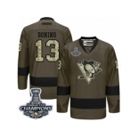 Men's Reebok Pittsburgh Penguins #13 Nick Bonino Premier Green Salute to Service 2017 Stanley Cup Champions NHL Jersey