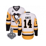 Men's Reebok Pittsburgh Penguins #14 Chris Kunitz Authentic White Away 2017 Stanley Cup Final NHL Jersey